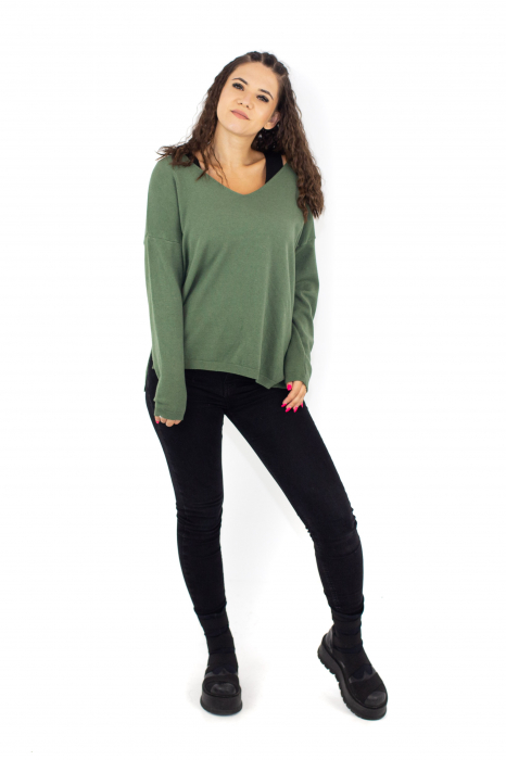 Bluza asimetrica decolteu in V - Khaki 22N77S [7]