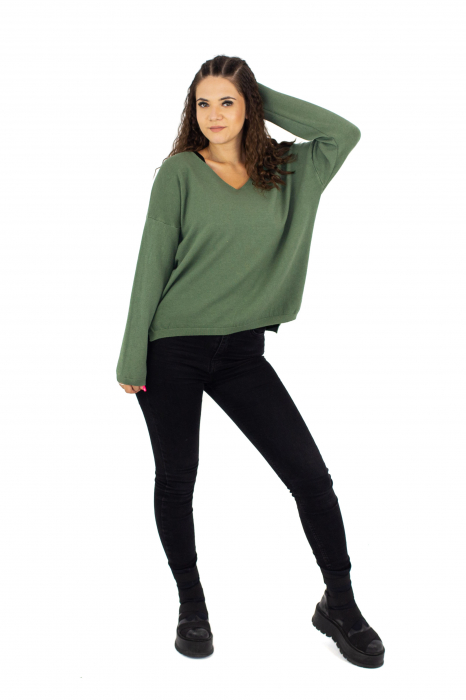 Bluza asimetrica decolteu in V - Khaki 22N77S [4]
