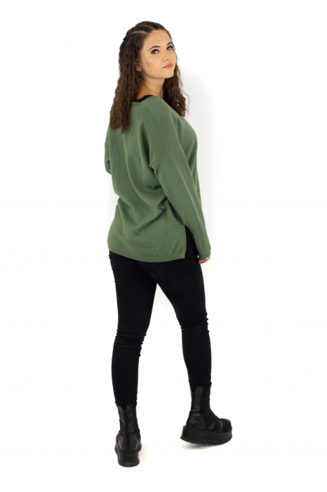Bluza asimetrica decolteu in V - Khaki 22N77S [2]