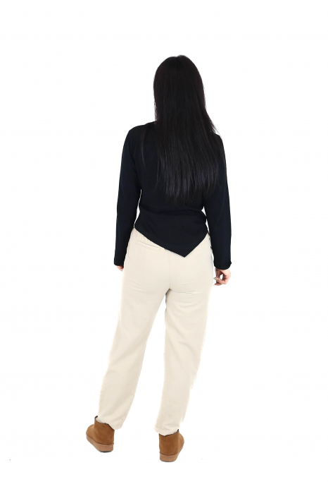Bluza asimetrica intr-o culoare din bumbac cu maneca lunga - Verde [4]
