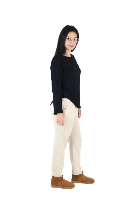 Bluza asimetrica intr-o culoare din bumbac cu maneca lunga - Verde [3]