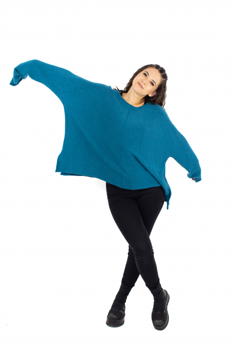 Bluza asimetrica oversized - Teal 22N77S [2]