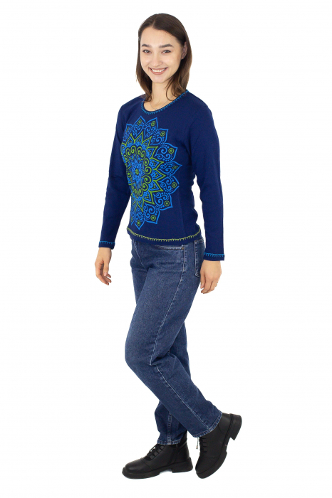Bluza cambrata cu imprime floral - Rosu [3]