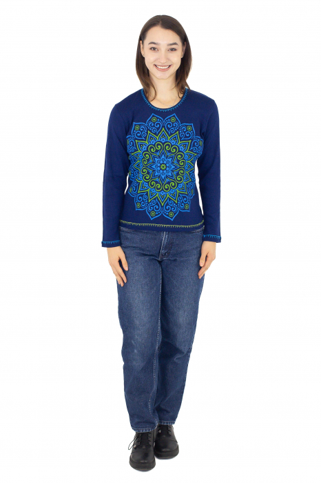 Bluza cambrata cu imprime floral - Rosu [2]