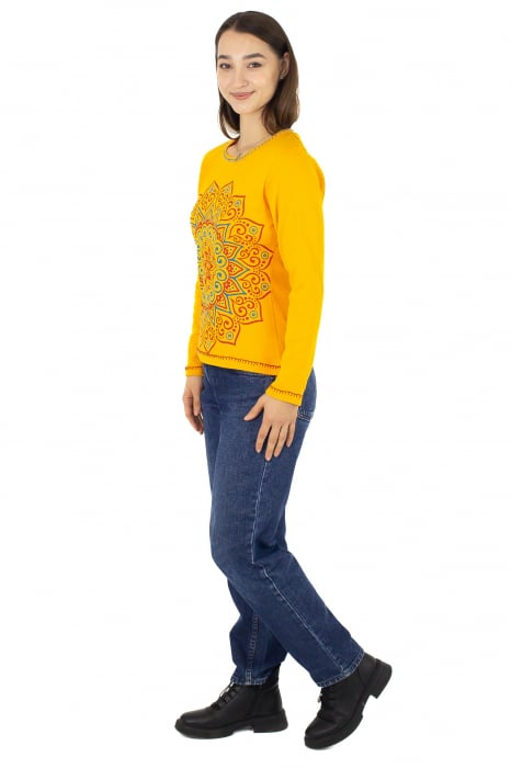 Bluza cambrata cu imprime floral - Rosu [3]