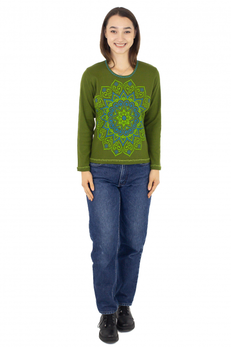 Bluza cambrata cu imprime floral - Rosu [2]