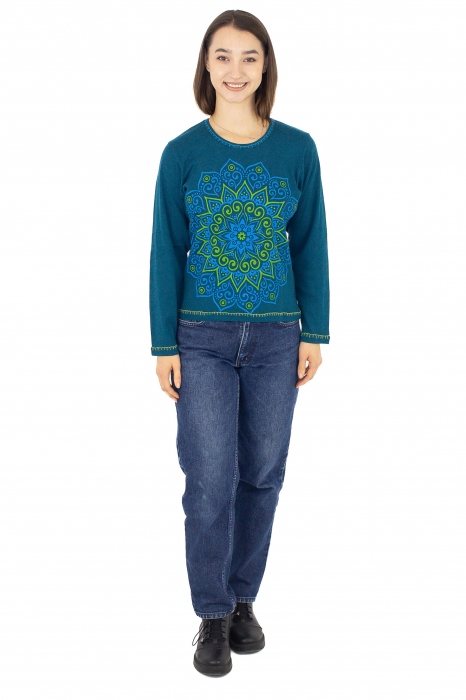 Bluza cambrata cu imprime floral - Rosu [2]