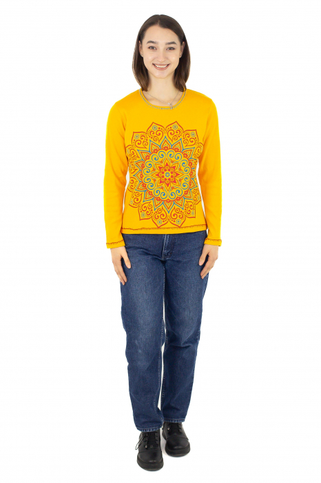 Bluza cambrata cu imprime floral - Rosu [2]
