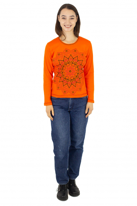 Bluza cambrata cu imprime floral - Rosu [2]