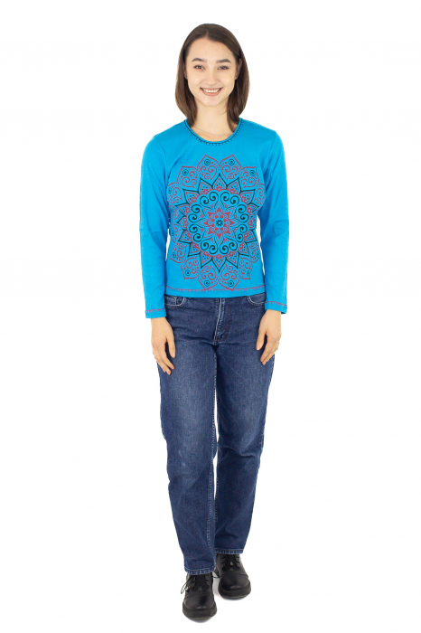 Bluza cambrata cu imprime floral - Rosu [2]