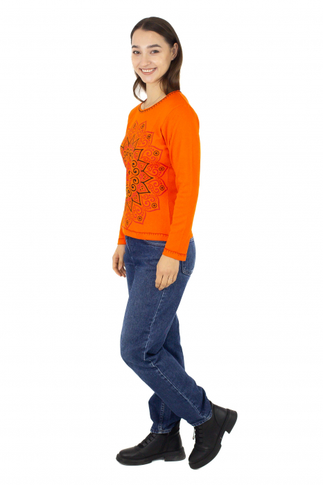 Bluza cambrata cu imprime floral - Rosu [3]