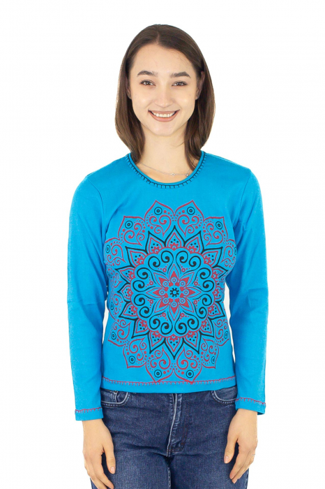 Bluza cambrata cu imprime floral - Rosu [1]
