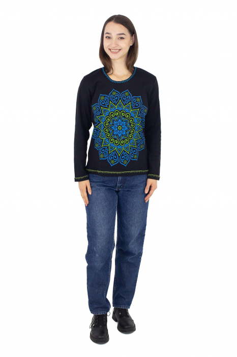 Bluza cambrata cu imprime floral - Rosu [2]