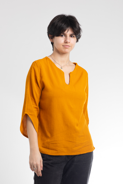 Bluză Casual din Bumbac cu Croi Modern și Mâneci 3/4 [2]
