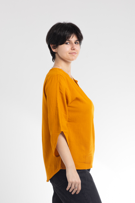 Bluză Casual din Bumbac cu Croi Modern și Mâneci 3/4 [3]