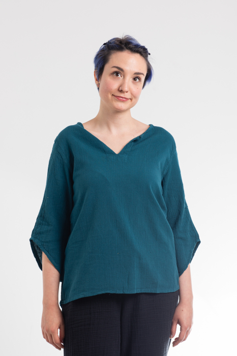 Bluză Casual din Bumbac cu Croi Modern și Mâneci 3/4 [3]