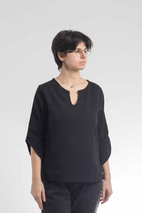 Bluză Casual din Bumbac cu Croi Modern și Mâneci 3/4 [3]