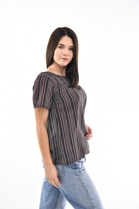 Bluza cu dungi si maneca scurta - Rosu [5]