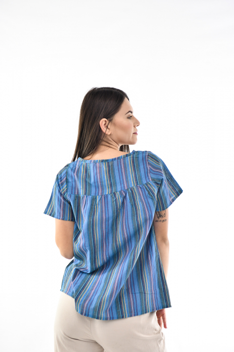 Bluza cu dungi si maneca scurta - Rosu [3]