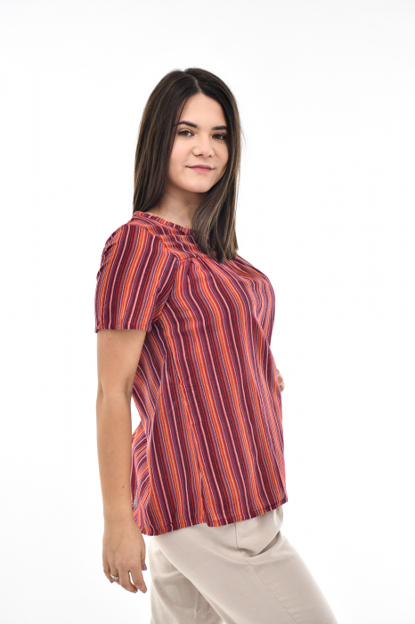 Bluza cu dungi si maneca scurta - Rosu [6]