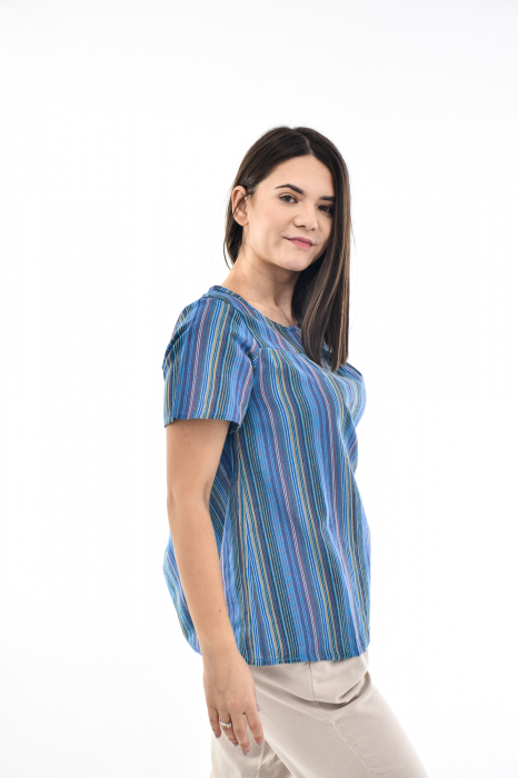 Bluza cu dungi si maneca scurta - Rosu [5]
