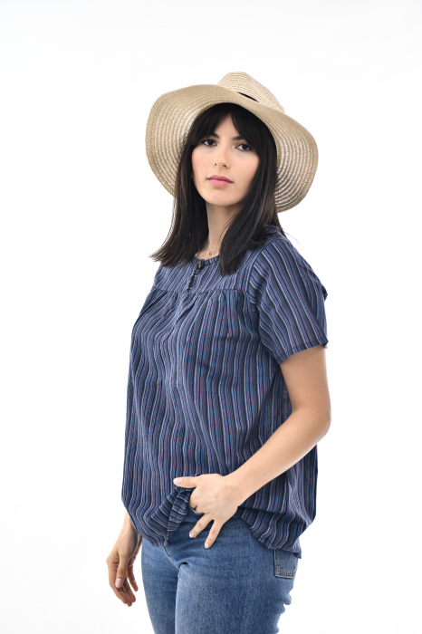 Bluza cu dungi si maneca scurta - Rosu [4]