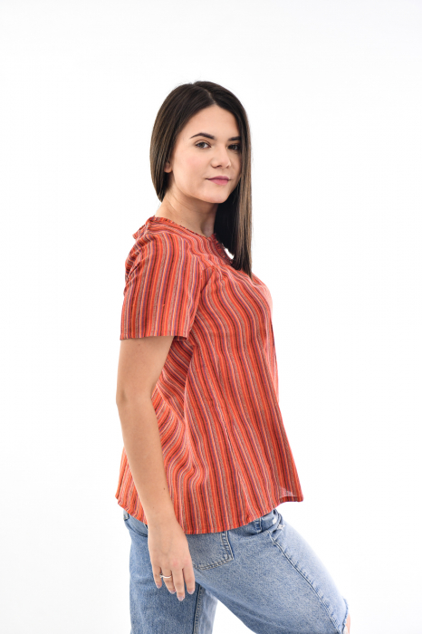Bluza cu dungi si maneca scurta - Rosu [7]