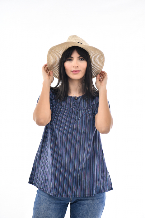 Bluza cu dungi si maneca scurta - Rosu [3]