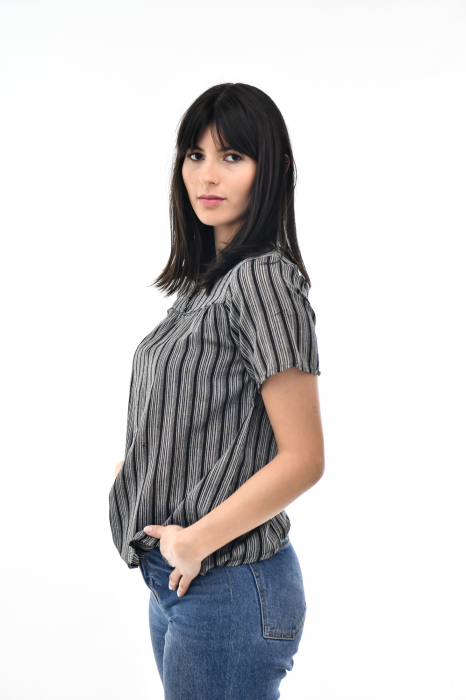 Bluza cu dungi si maneca scurta - Rosu [4]