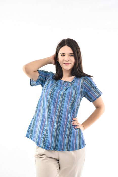 Bluza cu dungi si maneca scurta - Rosu [9]