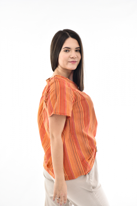 Bluza cu dungi si maneca scurta - Rosu [9]