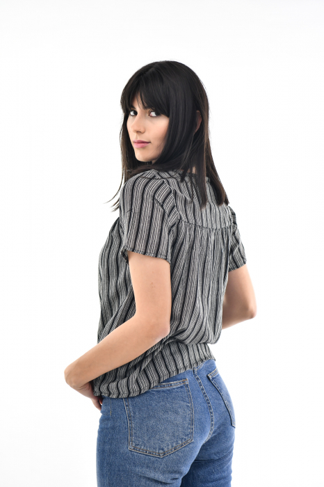 Bluza cu dungi si maneca scurta - Rosu [7]