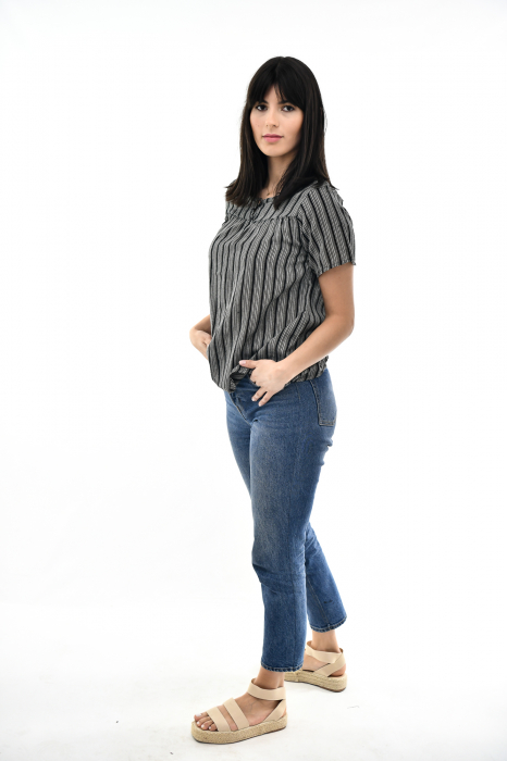 Bluza cu dungi si maneca scurta - Rosu [6]