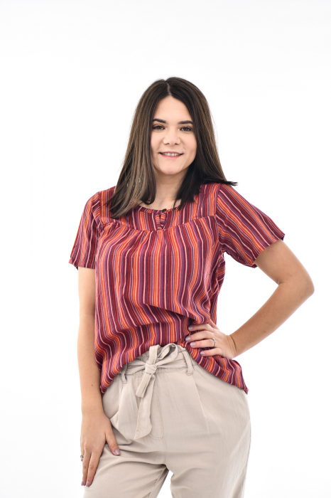 Bluza cu dungi si maneca scurta - Rosu [7]