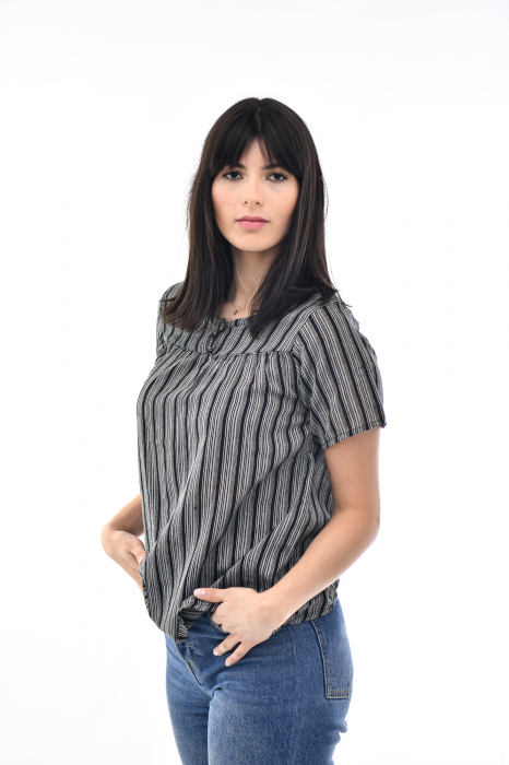 Bluza cu dungi si maneca scurta - Rosu [5]