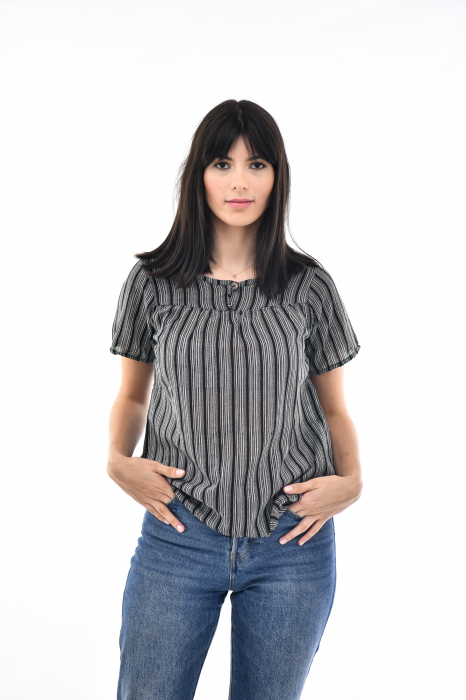 Bluza cu dungi si maneca scurta - Rosu [3]