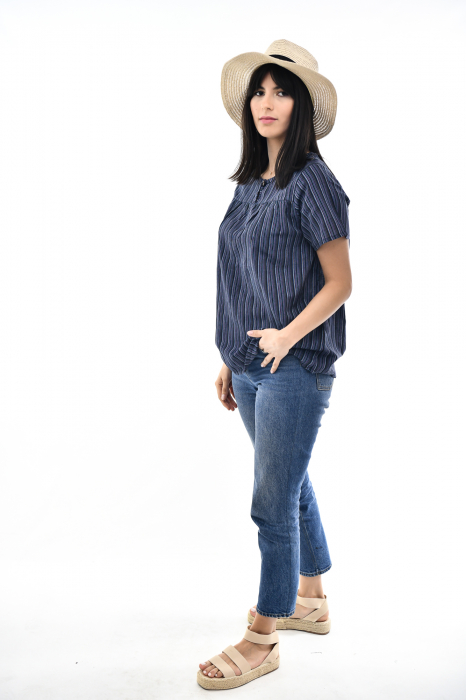 Bluza cu dungi si maneca scurta - Rosu [5]
