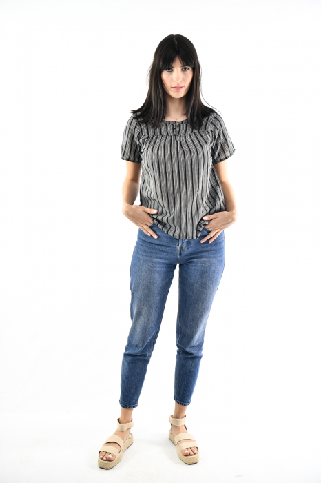 Bluza cu dungi si maneca scurta - Rosu [2]