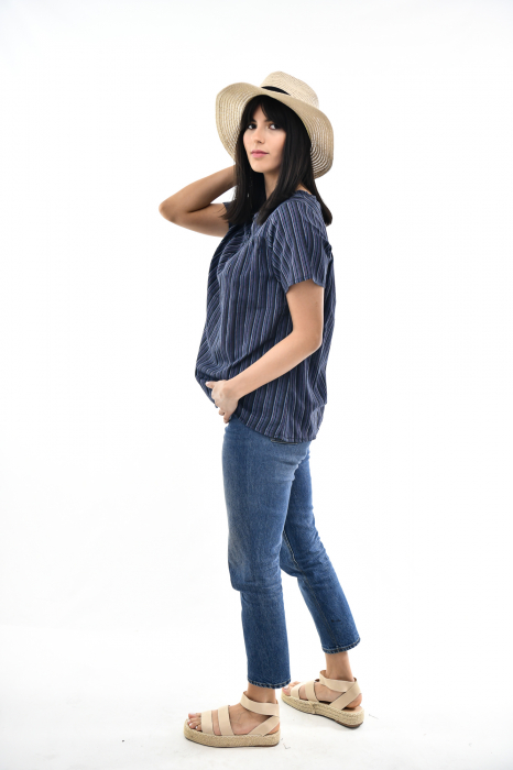 Bluza cu dungi si maneca scurta - Rosu [8]