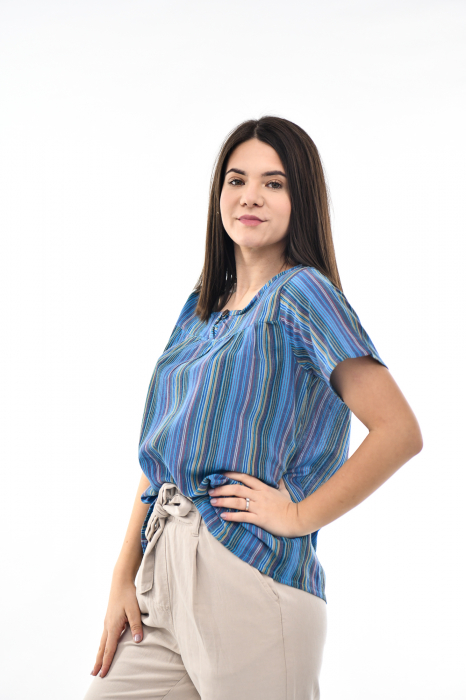 Bluza cu dungi si maneca scurta - Rosu [7]