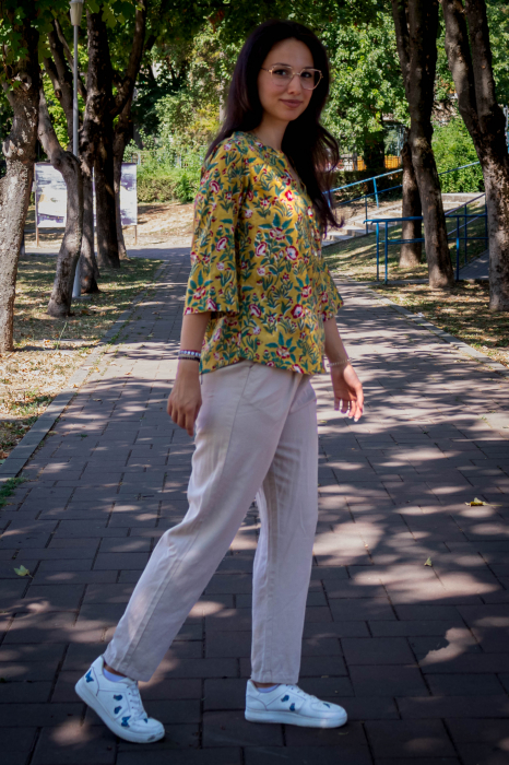 Bluza cu maneca 3/4 si print all over efectuat manual - Model 1 [3]