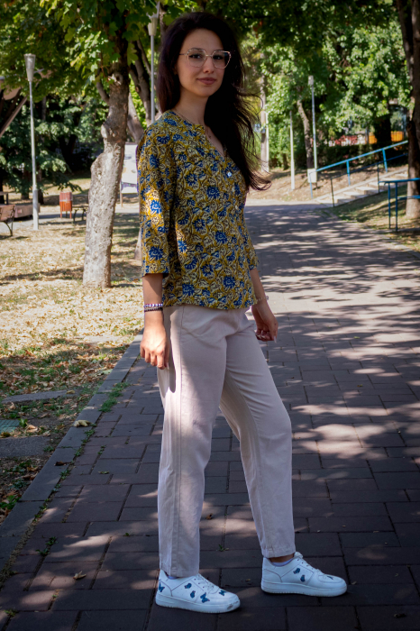 Bluza cu maneca 3/4 si print all over efectuat manual - Model 2 [3]