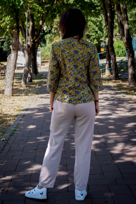 Bluza cu maneca 3/4 si print all over efectuat manual - Model 2 [5]