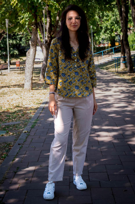 Bluza cu maneca 3/4 si print all over efectuat manual - Model 2 [4]