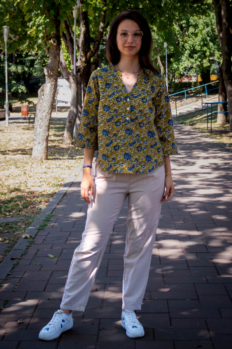 Bluza cu maneca 3/4 si print all over efectuat manual - Model 2 [2]