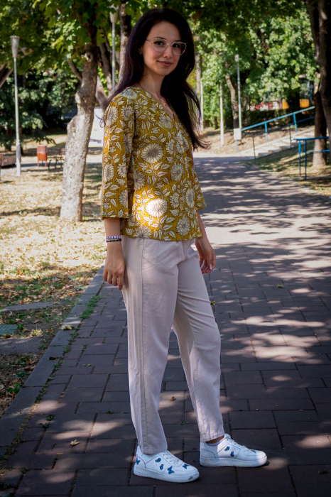 Bluza cu maneca 3/4 si print all over efectuat manual - Model 3 [3]
