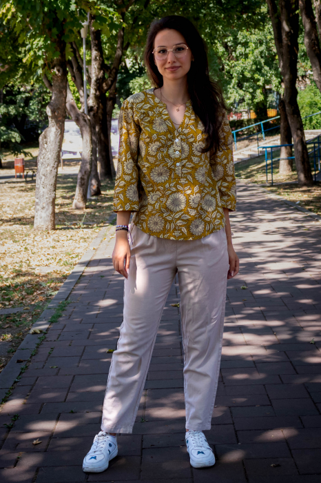 Bluza cu maneca 3/4 si print all over efectuat manual - Model 3 [4]