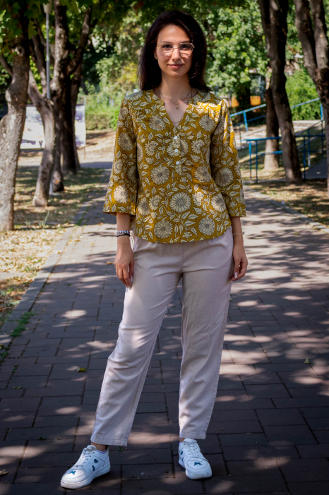 Bluza cu maneca 3/4 si print all over efectuat manual - Model 3 [2]