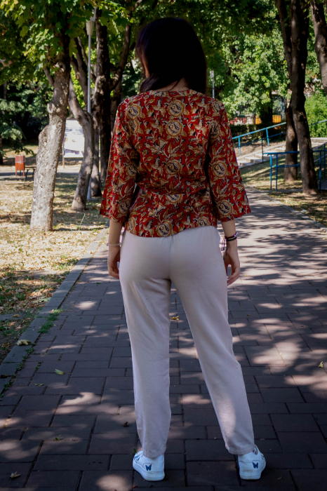 Bluza cu maneca 3/4 si print all over efectuat manual - Model 4 [5]