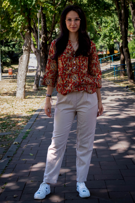 Bluza cu maneca 3/4 si print all over efectuat manual - Model 4 [2]